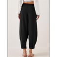 thumbnail image 4 of Women'S Summer High Waisted Baggy Pants Casual Ankle Length Trouser Slacks with Pockets Black S, 4 of 7