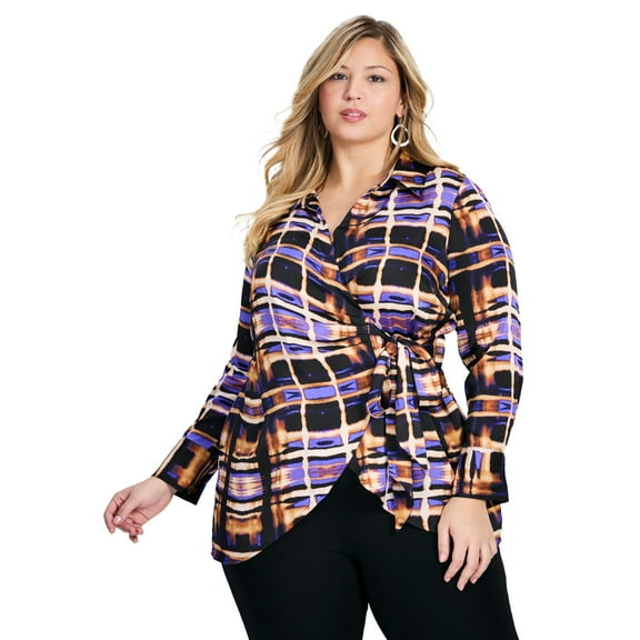 Avenue Women's Plus Size Goldi Satin Wrap Blouse