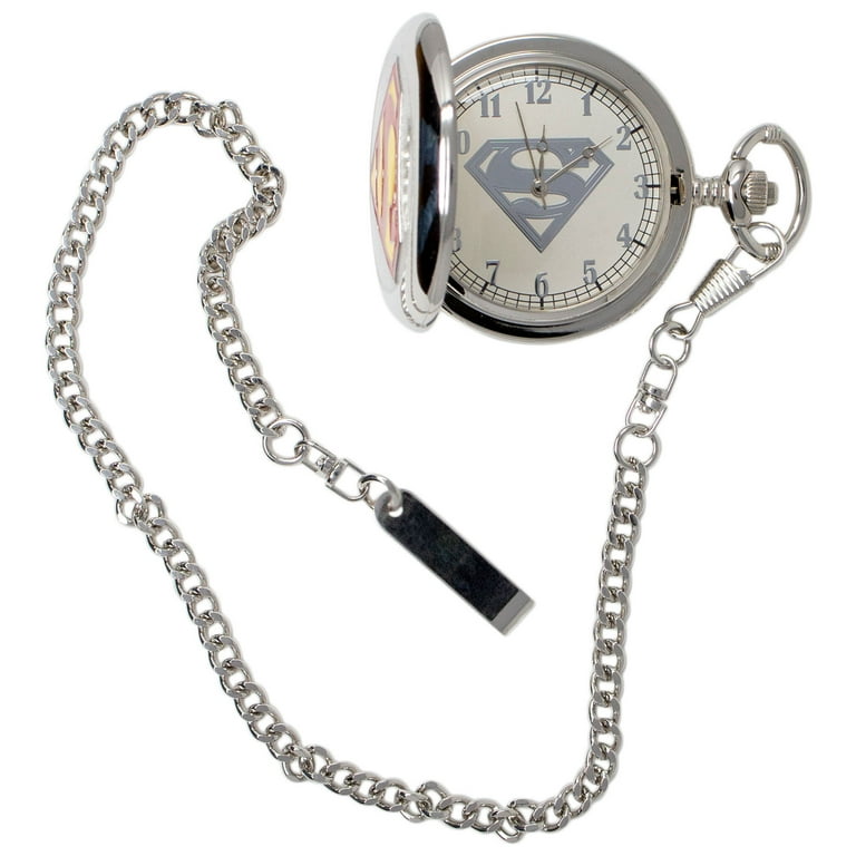 Superman Symbol Silver Pocket Watch