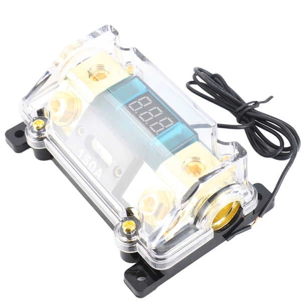 Caja de distribución de bloque estéreo con portafusibles de potencia de audio para automóvil con pantalla digital (150 A)