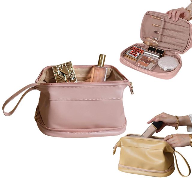 Bolsa de viaje portátil para cosméticos, de piel sintética, de gran capacidad, multifuncional, para mujeres y niñas.