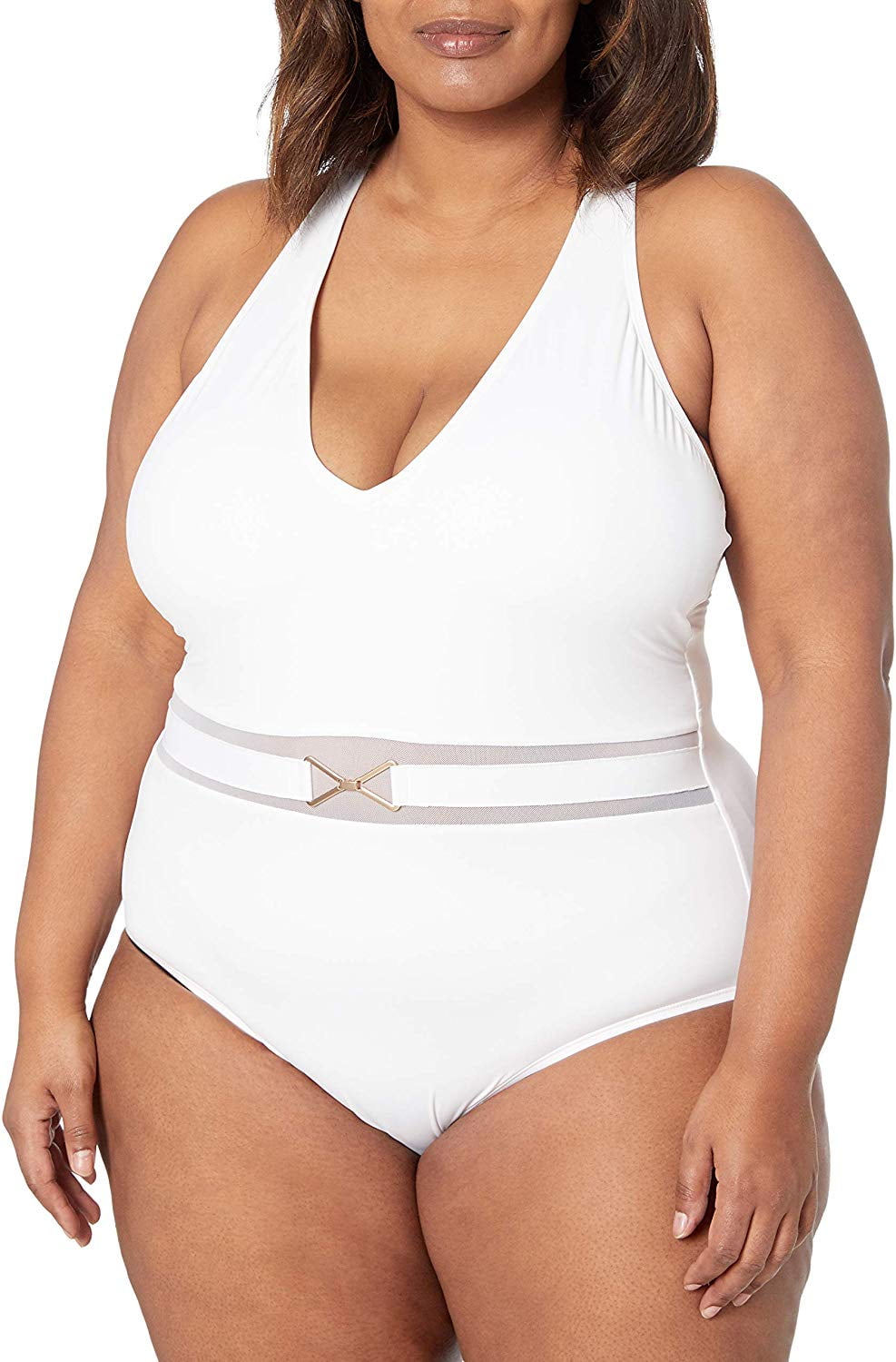 white mesh one piece swimsuit