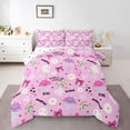 thumbnail image 2 of jejeloiu Pink Coquette Bow Full Size Comforter Sets Kids,Cute Cartoon Cat Bedding Sets For Girls,Reversible,3pcs, 2 of 8