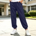 thumbnail image 2 of Xaqiouau Boys Jogger Pants with Pintuck Detail Elastic Waist Casual Trousers Cuffed Leg Relaxed Fit Solid Color Everyday Wear Kids School Sportswear Navy 11-12 Years, 2 of 9