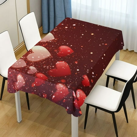 

ALAZA Valentine Red Heart Rectangle Tablecloth Tablecover Dinning Table Cloth 60 x120