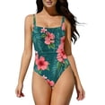 thumbnail image 2 of Sokhug Womens Floral Print Wide Strap One Piece Bikini Swimsuit Comfortable Full Coverage Bathing Suit for Beach Vacation, 2 of 7