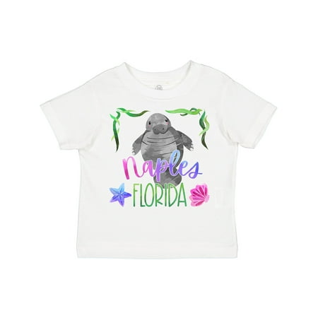 

Inktastic Naples Florida Cute Swimming Manatee Gift Toddler Boy or Toddler Girl T-Shirt