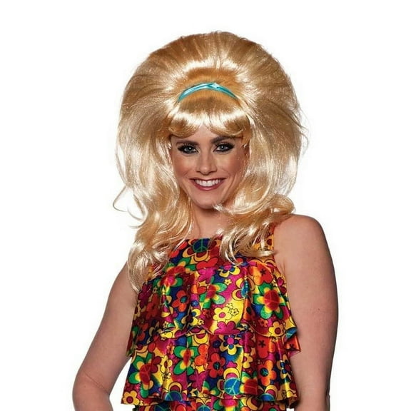 Underwraps UDW-30433OS-C 60s Bufant with Headband One Size Adult Costume Wig | Blonde