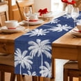 thumbnail image 5 of Indigo Blue Palm Trees Table Runner 70 Inches, Farmhouse Tropical Summer Beach Bed Runner Dresser Scarves Tabletop for Indoor Outdoor Parties/Ceremony/Banquet, 13" x 70", 5 of 9