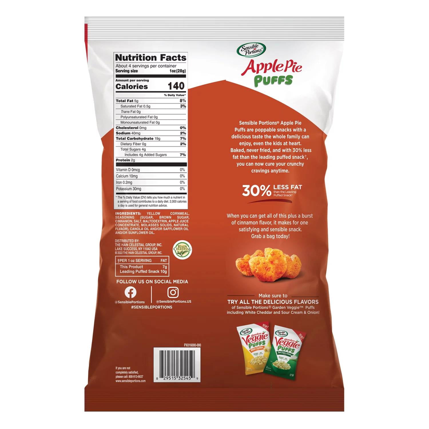 Sensible Portions Gluten-Free Cinnamon Apple Pie Snack Puffs, 3.75 oz