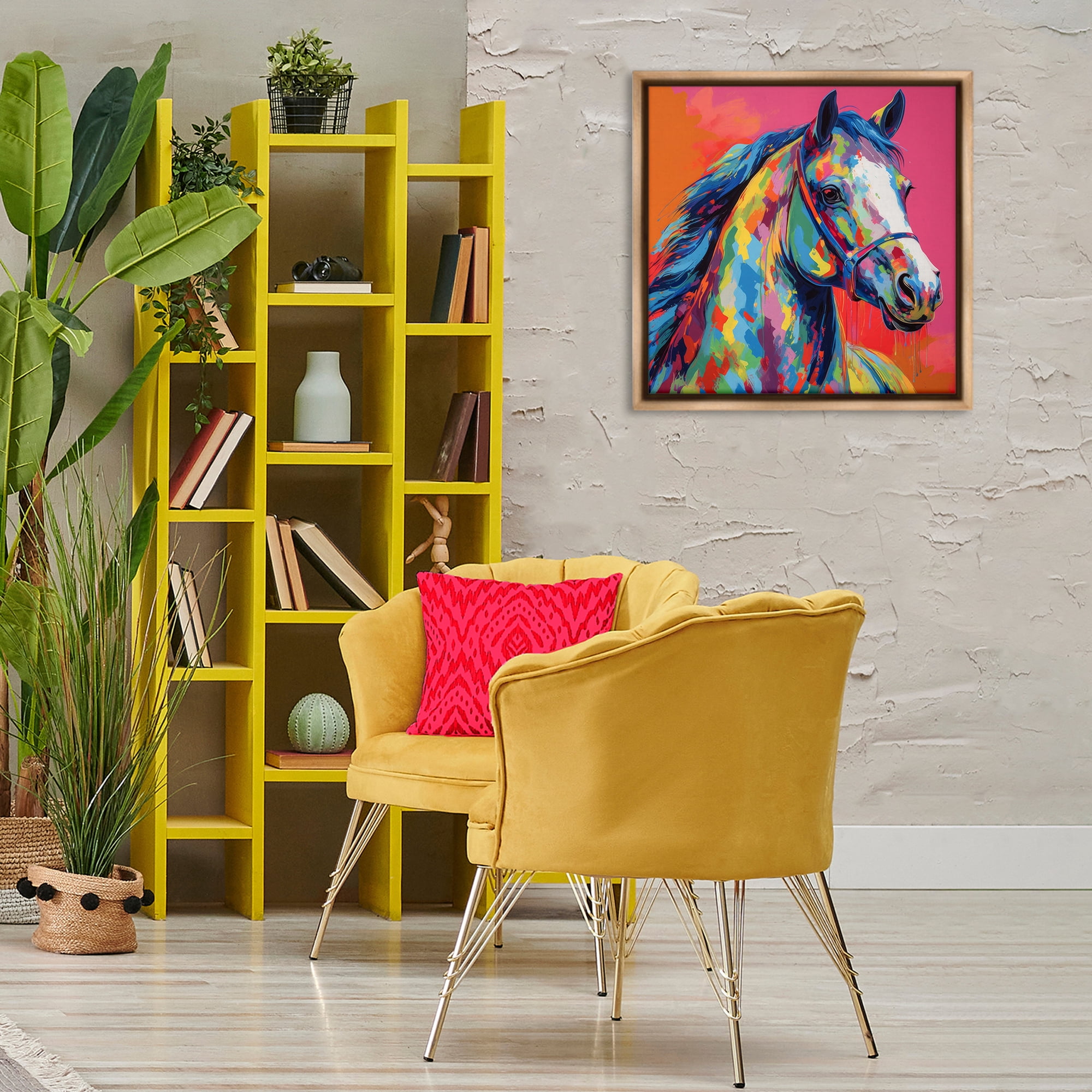 Stupell Industries Abstract Hue Horse Animals & Insects Painting Brown Floater Framed Canvas Art Print Wall Art, 25 x 25