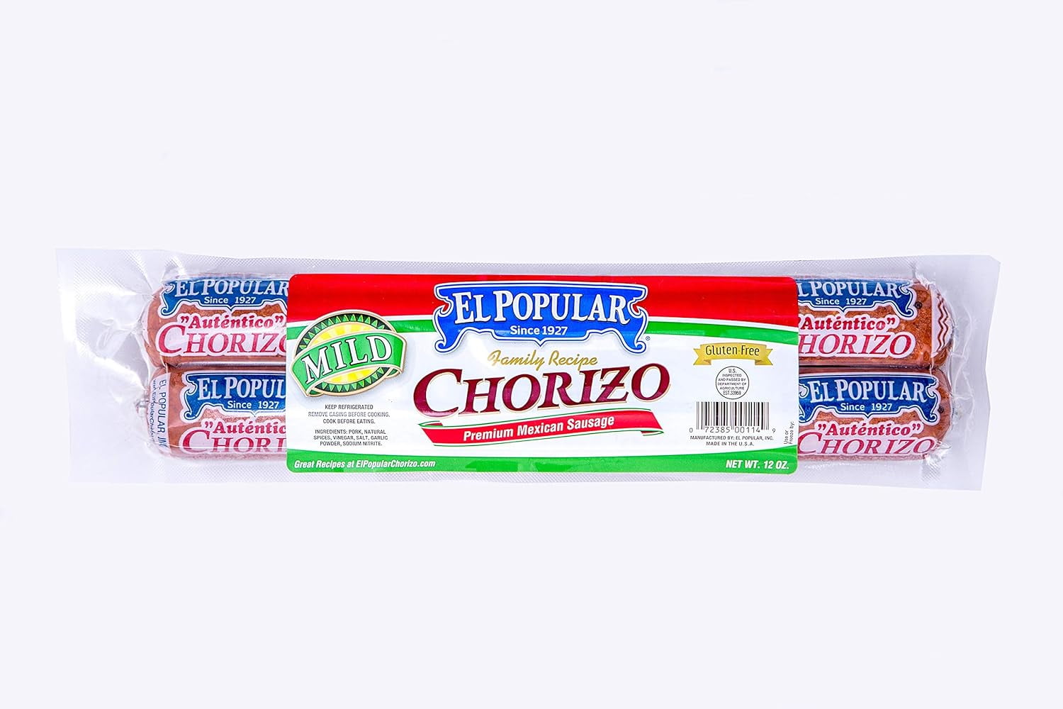 El Popular Chorizo Mild 12oz (12 Pack)