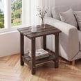 thumbnail image 2 of Ayaya Set of 2 Solid Wood 2-Tier Side Table, Vintage Indoor End Table for Living Room Bedroom Home Office, Dark Brown, 2 of 7