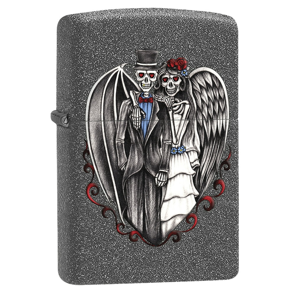 Zippo Lighter Skeleton Wedding Iron Stone 78564
