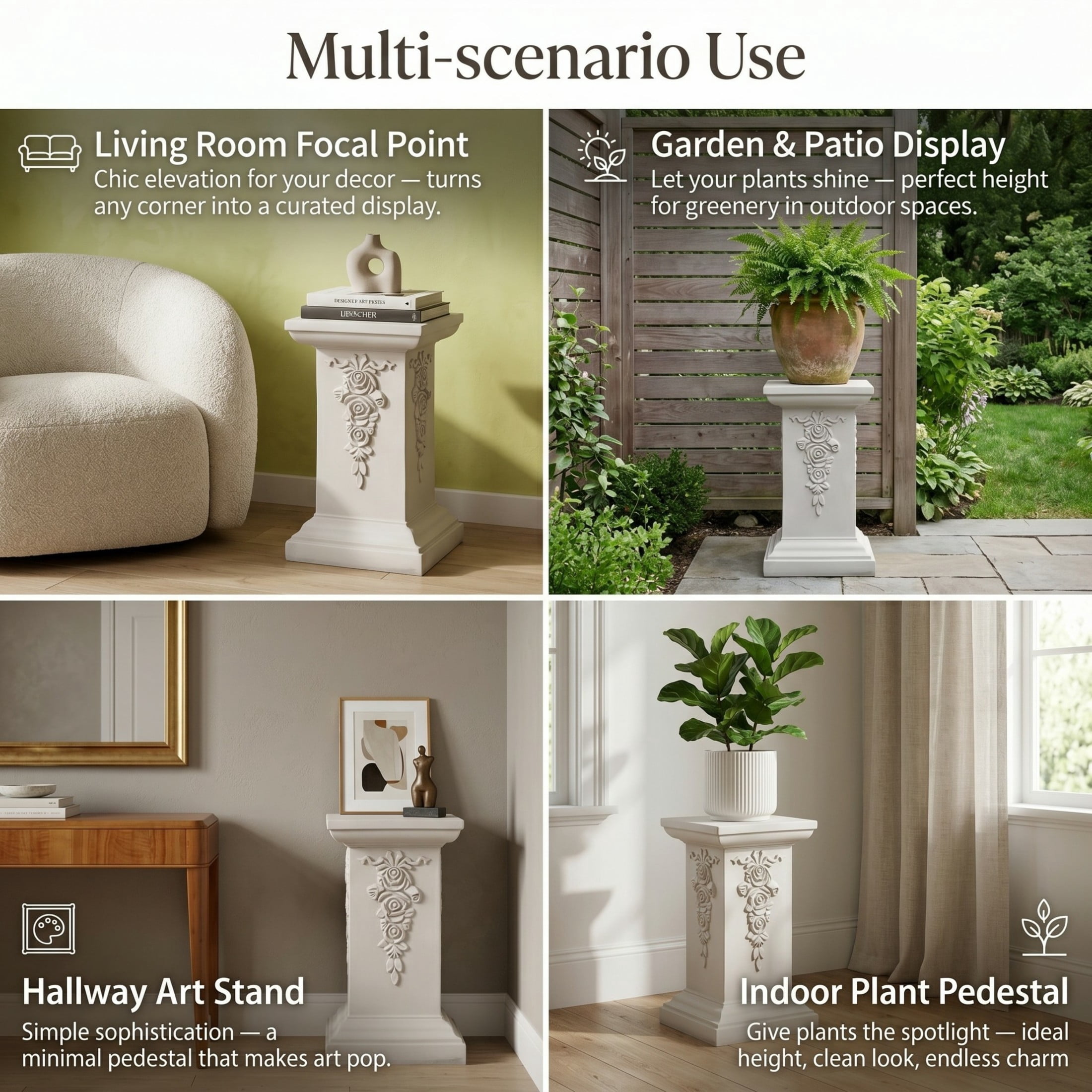 Christopher Knight Home 22.44"H MGO Pedestal Plant Stand, Floral Display Column, Antique White