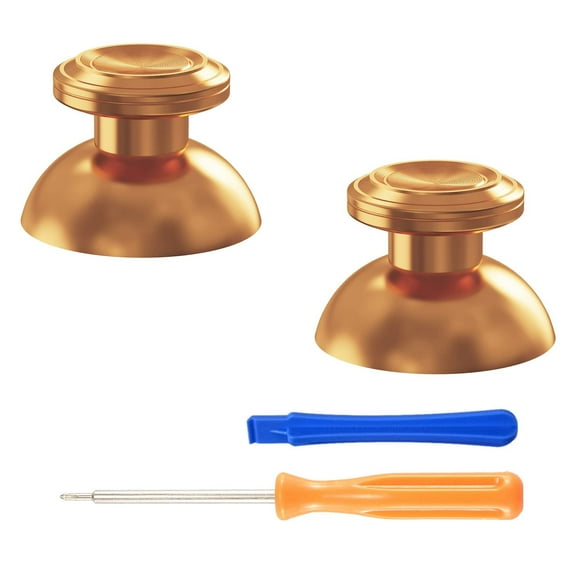 eXtremeRate Gold Metal Thumbsticks Replacement Aluminum Analog Stick Joystick for PS5 BDM 010/020/030/040