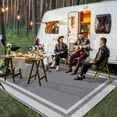 thumbnail image 3 of Outdoor Rug Reversible Portable Plastic Straw Camping Rugs for Outside RV,Large Waterproof Outdoor Area Rugs for Patio,Deck,Porch,Balcony(5'x 8',White&Gray), 3 of 7