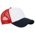 thumbnail image 2 of TRUCKER Baseball Cap Summer Mesh Hat Foam One Size Unisex Color Fashion Casual (7fc033_White/Red/Navy), 2 of 4