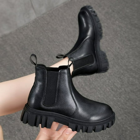 

TALKVE Women Ankle Boots Fashion Round Top Face Boots Stiletto High Heel Platform Boots Breathable Fashion Women Boots
