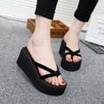 thumbnail image 2 of Rhewides Summer Beach Wedge Flops Women Sandals Flops Slippers Size 40 (Black), 2 of 11