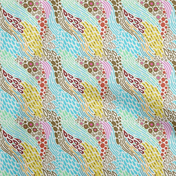 oneOone Cotton Poplin Twill Yellow Fabric Abstract Geometric Fabric for Sewing Printed Craft Fabric by The Yard 56 Inch Wide