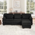 thumbnail image 4 of HUMEHA 104" Corduroy Modular Sofa Black 3-Seat w/ Ottoman, 4 of 16