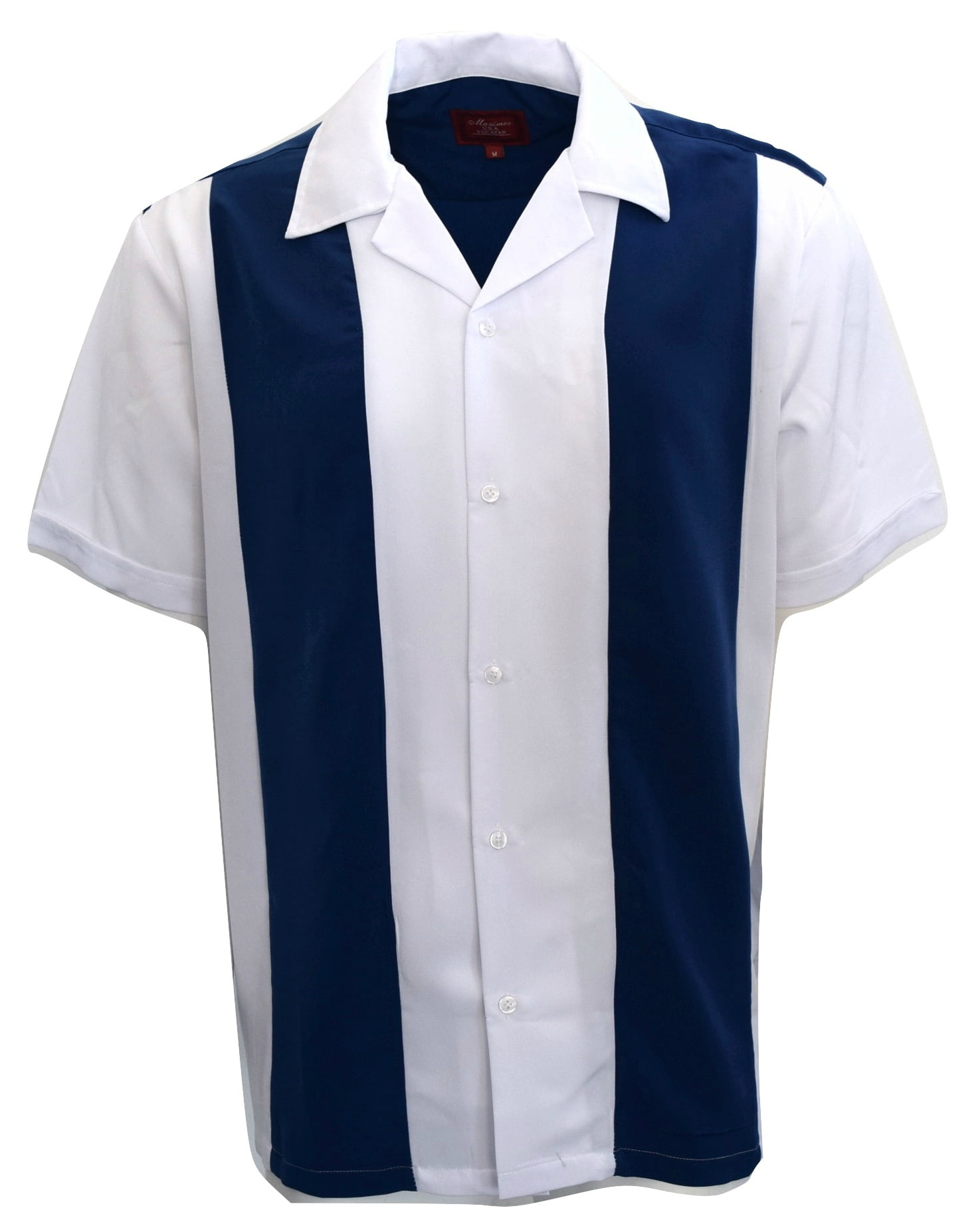 Men's Shirt Two Tone Short Sleeve Button Down Casual Retro Bowling Shirts