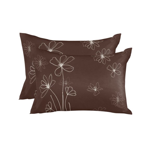 Waterproof Outdoor Throw Pillows with Inserts 12"x20" Set of 2, Brown Soft Decorative Pillowcases for Couch Bedroom, Spring Flora Pillow Covers for Sofa Living Room