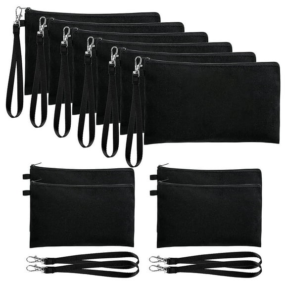 BYNNIX 10Pcs Sublimation-Blank Bags with Wrist Strap Sublimation-Makeup Bags for Heat Transfer DIY Custom Makeup Pouch Pen Bag