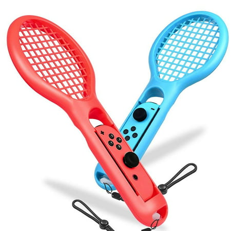TSV 2pack Tennis Racket Joy-cons/Controllers Grips for Nintendo Switch Mario Tennis Aces Red and (Best Apacs Racket For Double)