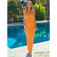thumbnail image 5 of Womens Summer Casual Slip Dresses Spaghetti Strap Bodycon Maxi Dress Orange Color L, 5 of 6