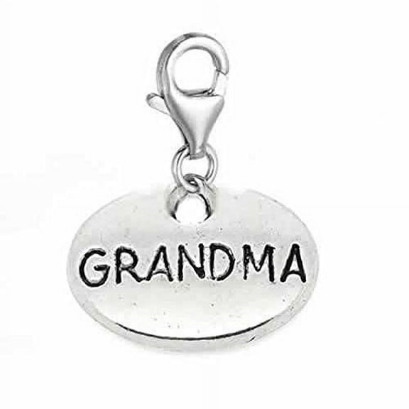 Sexy Sparkles Clip on Charm Grandma Dangle Pendant for European Clip on Charm Jewelry with Lobster Clasp - Zinc Metal Alloy