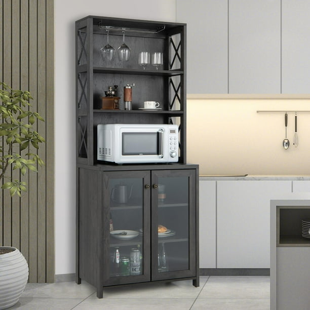 Giantex Kitchen Pantry Storage Cabinet Farmhouse Freestanding