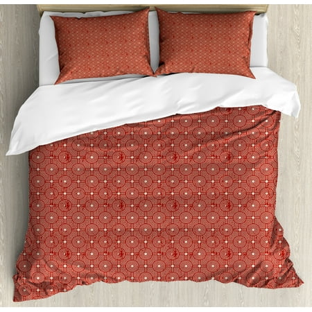 Grey And Yellow Duvet Cover Geometric Duvet Cover Set, Monochrome Style Artwork of Circles Squares in a Grungy Concept, Decorative Bedding Set with Pillow Shams, Paprika and Grey Yellow, by Ambesonne ()