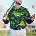 thumbnail image 4 of Fotbe Dinosaurs and Flowers Baseball Jersey Shirt for Men and Women, Casual Short Sleeves Button Down T-Shirt-4X-Large, 4 of 9