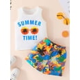 thumbnail image 3 of Toddler Baby Boys Beach Shorts Set Sleeveless T-Shirt Tank Top Elastic Shorts 2Piece Clothes, 3 of 7