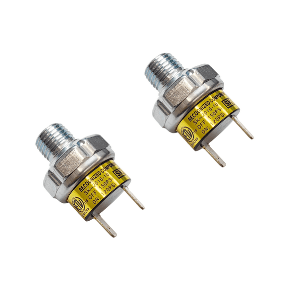 Pair of Air Pressure Switch 120-150 PSI Tank Mount Type Thread 1/4" NPT 12V 24V DC Air Compressor Pressure Switch for Air Train Horn 120-150 1/4 inch