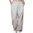 thumbnail image 1 of Womens Wide Leg Sweatpants Elastic Mid Waist Cargo Pants with Pockets Solid Color Lightweight Loose Joggers Trousers, 1 of 3