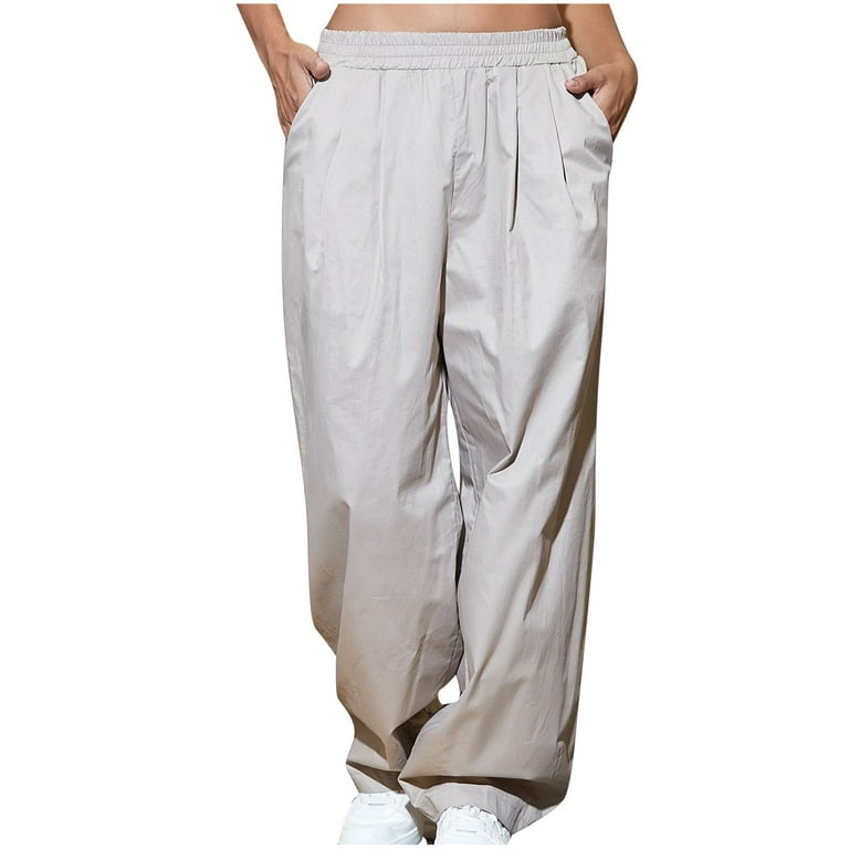 JWZUY Women's Mid Rise Bottom Sweatpants with Pockets Sporty Gym Athletic  Loose Fit Jogger Pants Lounge Trousers White L