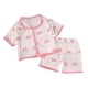 thumbnail image 4 of Conjuntos de blusas y camisas de cuello redondo y manga corta para niños, top con capucha y mangas de color con faldas de cintura elástica, traje casual y cómodo, conjunto de poliéster para niños, 4 of 6