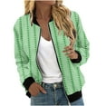thumbnail image 3 of QATAINLAV Women's Bomber Jacket Long Sleeve Casual Coat Zip Up Outerwear with Pockets Going Out Outfits, Green, L, 3 of 6