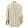 thumbnail image 4 of Hueook Plaid Button Down Shirt For Women Flannel Collared Work Tops Dressy Gingham Fall Long Sleeve Checkered Blouse Khaki M, 4 of 8
