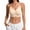 Beige, variant on Women's Double Strap Lace Trim Bralette - Ruched Front Wireless Crop Top with Scalloped Edge for Comfortable Layering & Daily Wear