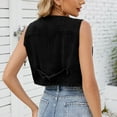 thumbnail image 7 of Aueoeo Womens Denim Vests Top Trendy Sleeveless Jean Jackets Button Up Western Denim Waistcoat Suit Top, 7 of 7