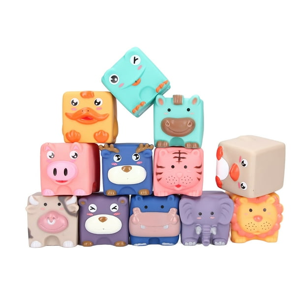 Juguetes para apretar para bebés, bloques para bebés de silicona suave, bloques de construcción suaves para bebés, bloques suaves de primera línea