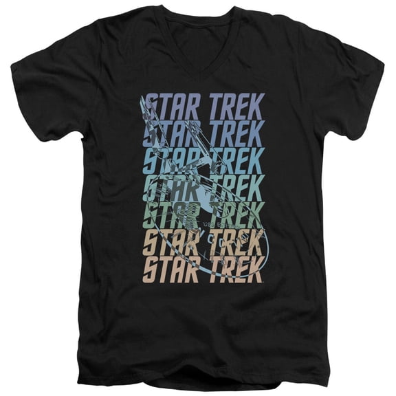 Star Trek - Multi Logo Enterprise - Slim Fit V Neck Shirt - Small