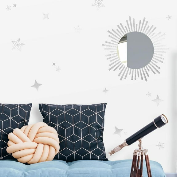 Sunburst Wall Decals with Circle Mirror