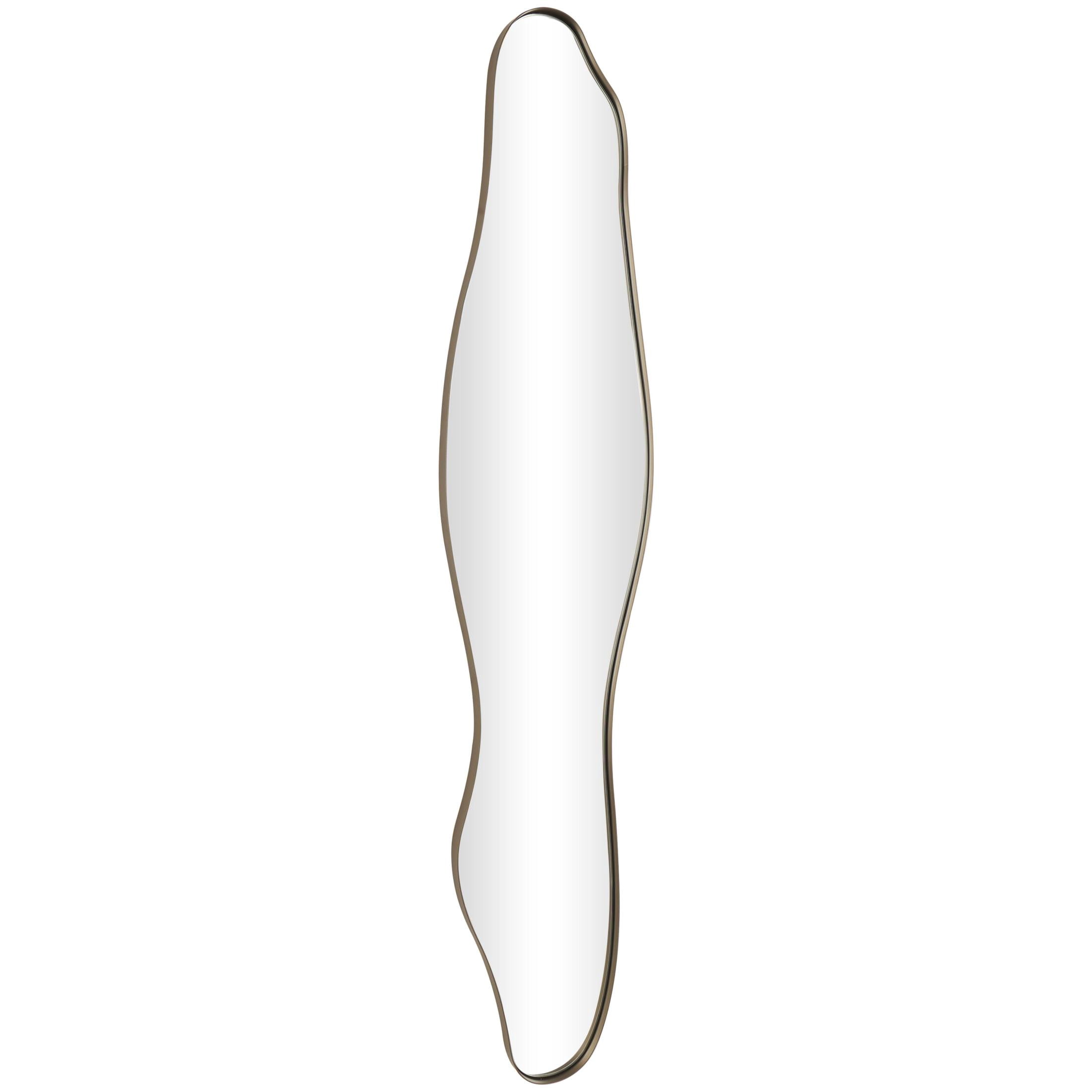 CosmoLiving by Cosmopolitan 10" x 47" Gold Slim Wavy Abstract Wall Mirror