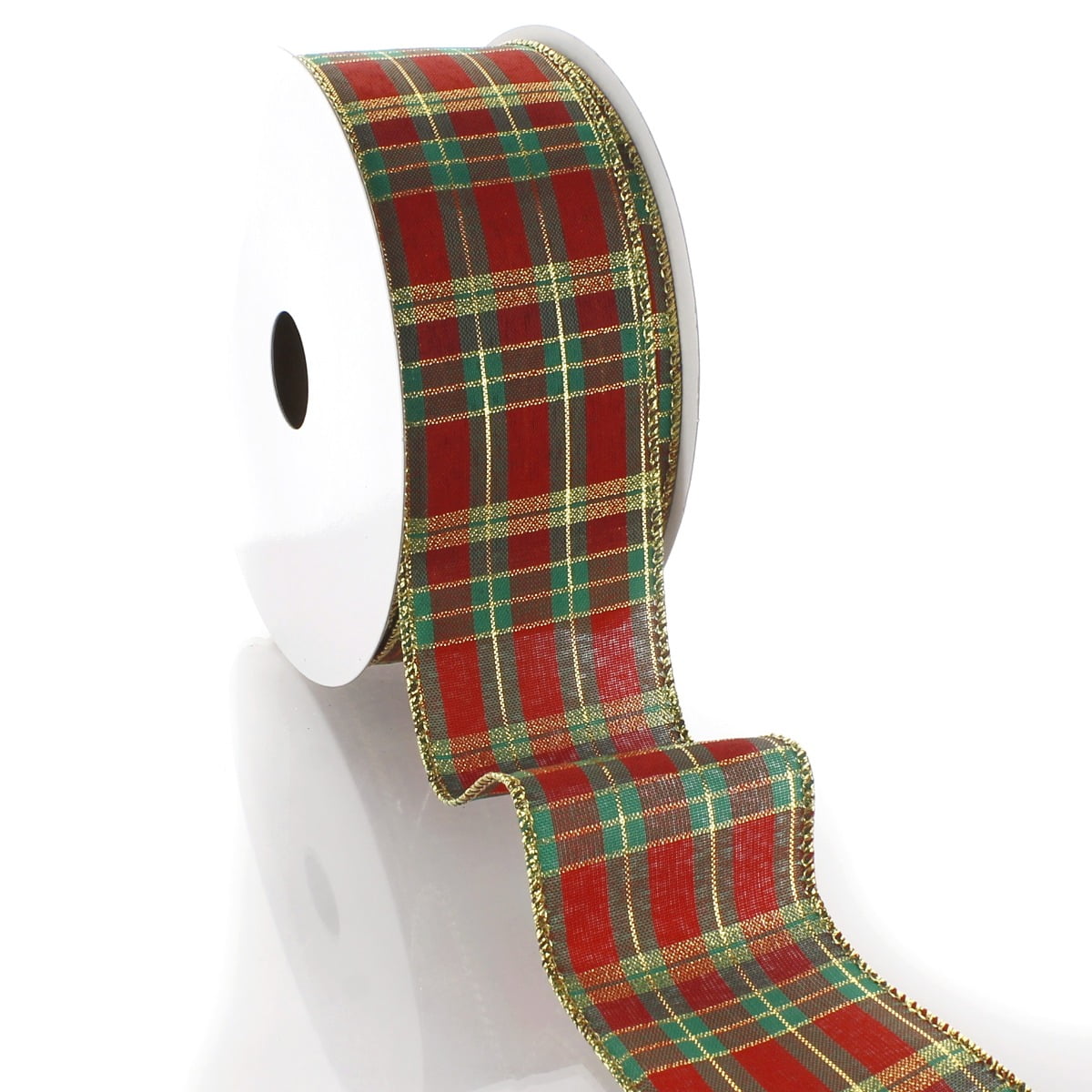 Ribbon Traditions Red / Green Christmas Tartan Plaid Wired Ribbon 2 1/2