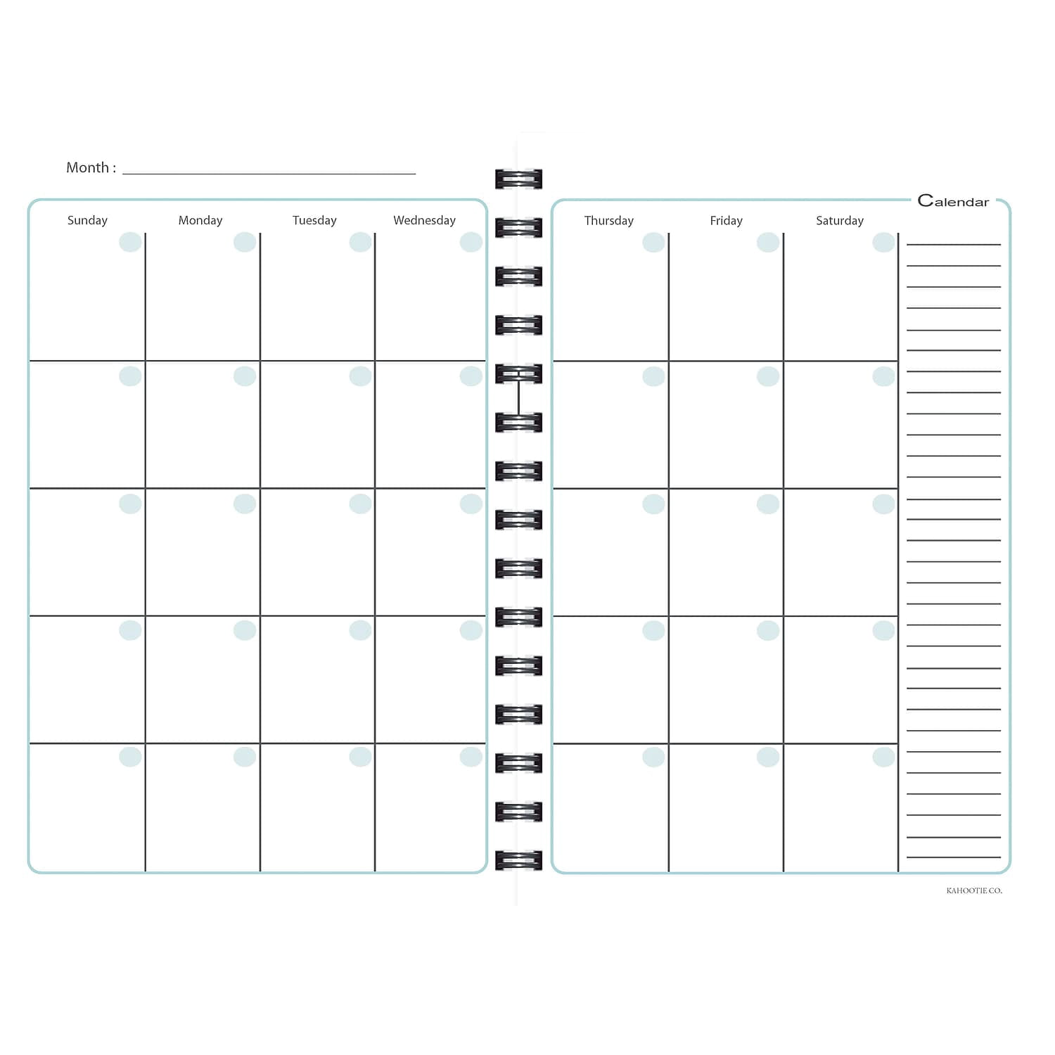 Kahootie Co. Kahootie Co Weekly Planner 6" x 9" Teal and White (ITKWTW)
